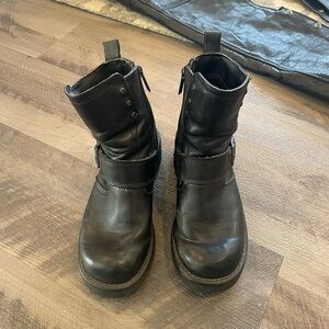 Black Harley Leather Ankle Boots